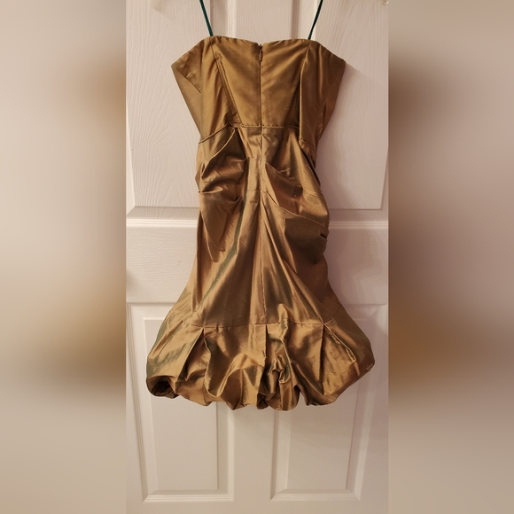 NEW NICOLE MILLER SILK IRIDESCENT GOLD/GREEN COCKTAIL DRESS SZ 0 - Picture 6 of 11